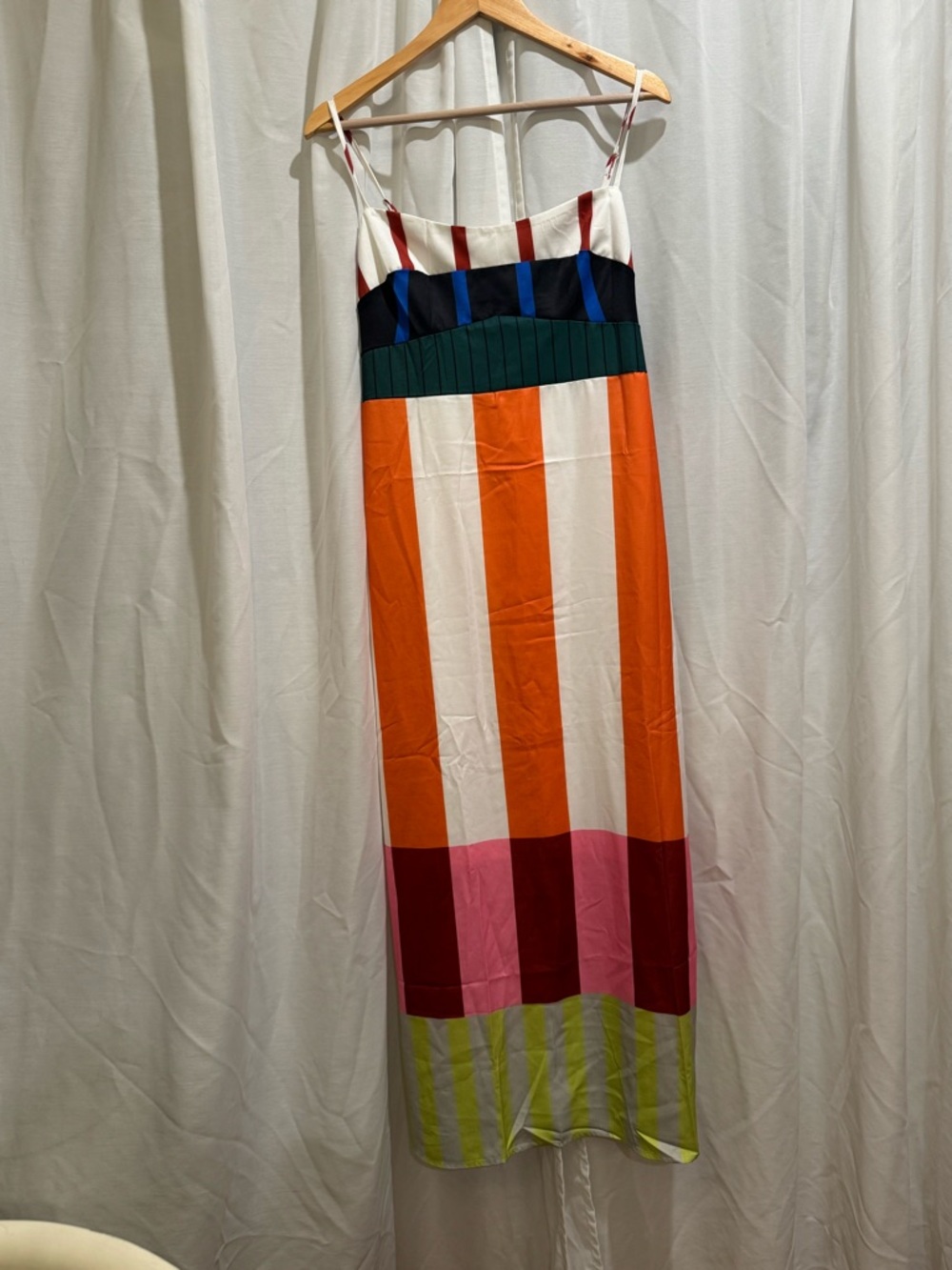Multicolor Vertical Stripe Midi Slip Dress